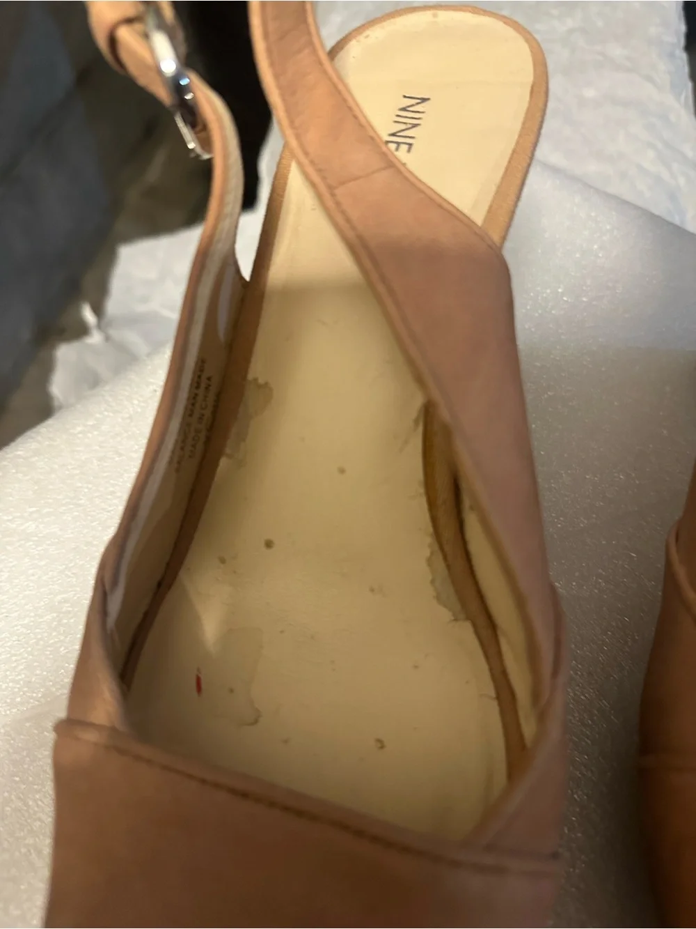 Nine West Tan Cork Wedge Slingback Sandals